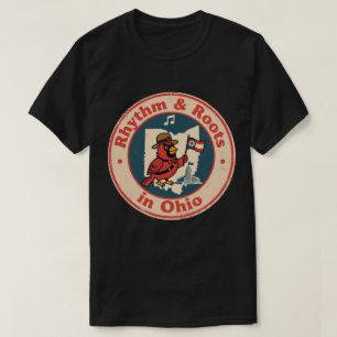 Quarige Midwest trots kardinaal met Ohio-vlag T-shirt
