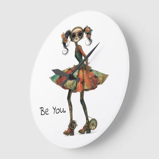 Quarige Whimse Meisje - Wees jezelf. Grote Klok (Hoek)