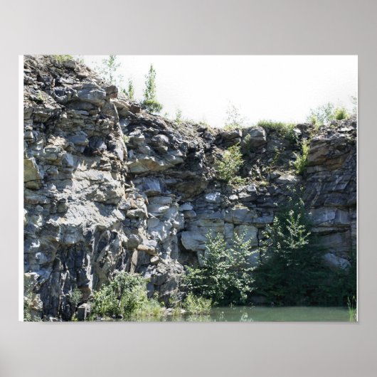 Quarry Granite Rock Cliff Wall Pond Natuur Poster (Voorkant)
