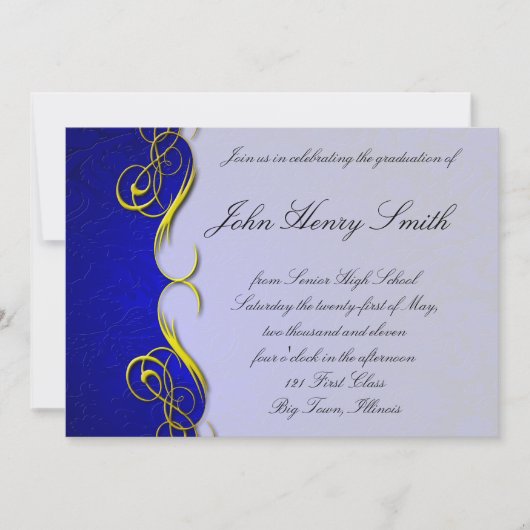 Quarter Damask Blue Afstuderen Invitation Kaart (Voorkant)