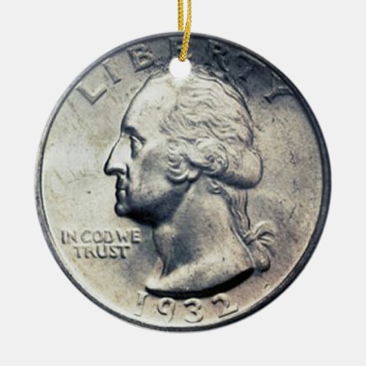 Quarter Dollar Money Ornament. Keramisch Ornament (Voorkant)