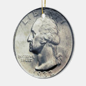 Quarter Dollar Money Ornament. Keramisch Ornament (Links)
