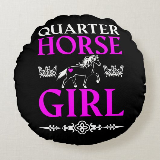 Quarter Horse Girl Rond Kussen (Voorkant)