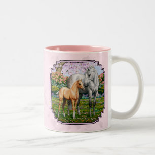 Quarter Horse Mare and Foal Pink Tweekleurige Koffiemok