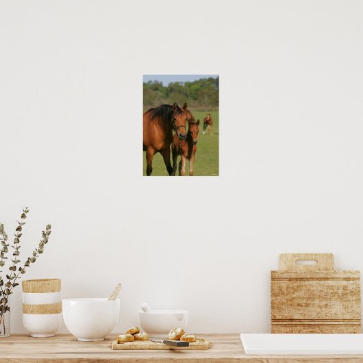 Quarter Horse Mare and Foal Standing Poster (Keuken)