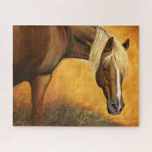 Quarter Horse Met Gouden Manen, Acrylschilderij Legpuzzel