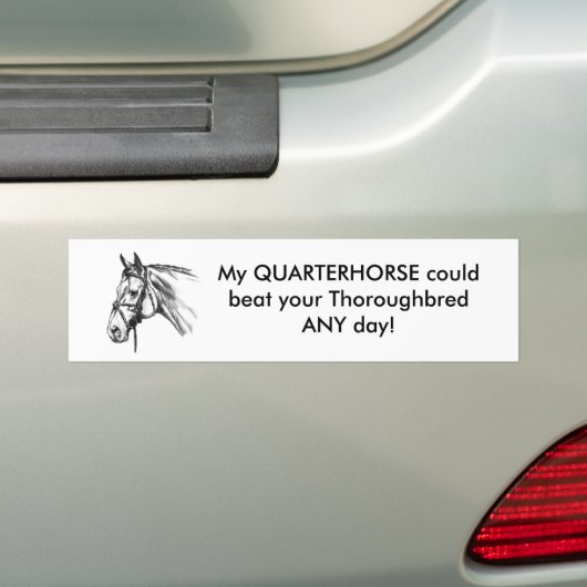Quarter Horse vrs Thoroughbred Bumpersticker (Op auto)