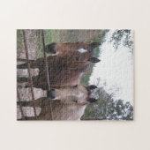 Quarter Horses door de poort Legpuzzel (Horizontaal)