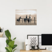 Quarter Horses In Canadese Prairie Poster (Thuiskantoor)