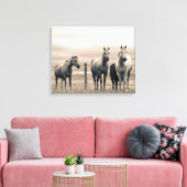 Quarter Horses Op Canadese Prairie Canvas Afdruk (Insitu (Woonkamer))