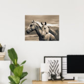 Quarter Horses Op Canadese Prairie Poster (Thuiskantoor)