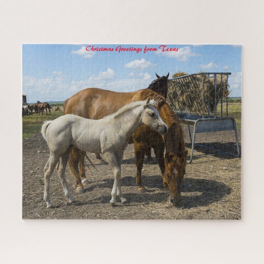 Quarter Horses Texas. kerstcadeautjes Legpuzzel (Horizontaal)