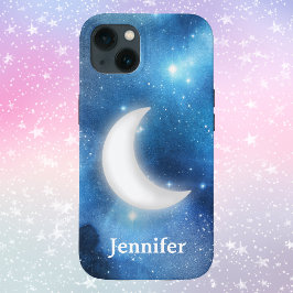 Quarter Moon Against Blue Magical Sky met Name Case-Mate iPhone Case