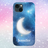 Quarter Moon Against Blue Magical Sky met Name Case-Mate iPhone Case