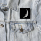 Quarter Moon Lunar Planet Wereldbol Vierkante Button 5,1 Cm (In situ)