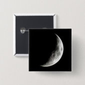 Quarter Moon Lunar Planet Wereldbol Vierkante Button 5,1 Cm (Voorkant /achterkant)