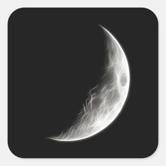 Quarter Moon Maan Planet Wereldbol Vierkante Sticker (Voorkant)