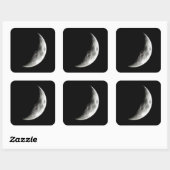 Quarter Moon Maan Planet Wereldbol Vierkante Sticker (Vel)