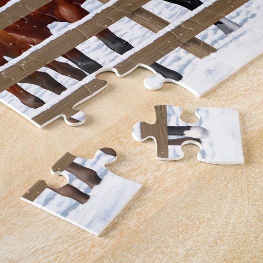 Quarter-paarden in sneeuw legpuzzel (Zijkant)
