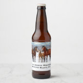 Quarter-paarden van de baai in sneeuw bier etiket (Voorkant)