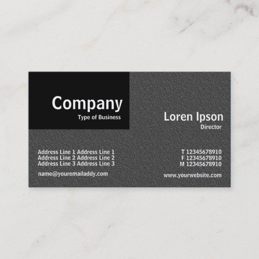 Quarter Patch - Donkergrijze reliëfstructuur Visitekaartje (Voorkant)