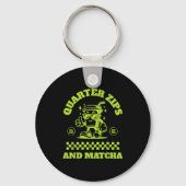 Quarter Zips And Matcha Funny Meme Saying Design  Sleutelhanger (Voorkant)