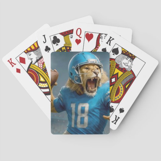 Quarterback #18 Lion Football Speler Pokerkaarten (Achterkant)