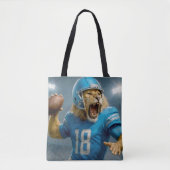 Quarterback #18 Lion Football Speler Tote Bag (Voorkant)