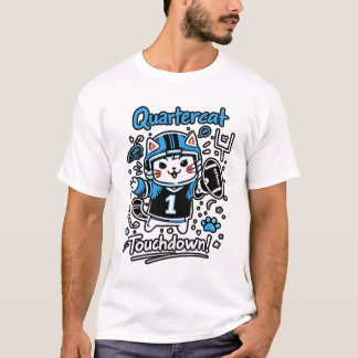 Quarterback Cat Illustration – Cute Football Cat D T-shirt
