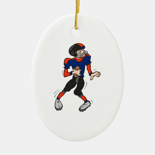 Quarterback football Player cartoon Keramisch Ornament (Voorkant)