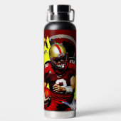 Quarterback Football Player uitvoeren Waterfles (Achterkant)
