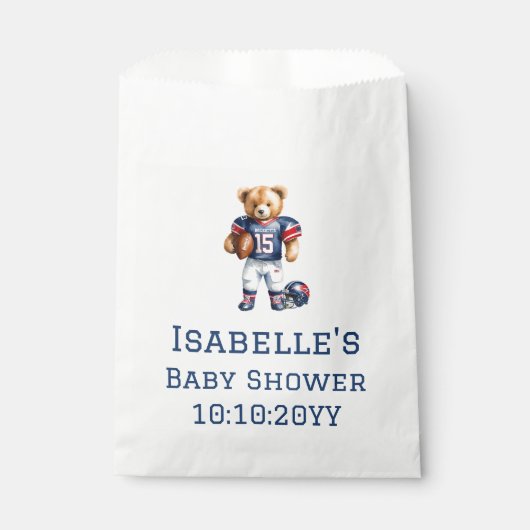 Quarterback Football Teddy Bear Baby shower Bedankzakje (Voorkant)