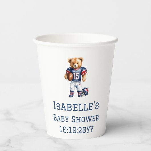 Quarterback Football Teddy Bear Baby shower Papieren Bekers (Achterkant)