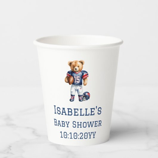 Quarterback Football Teddy Bear Baby shower Papieren Bekers (Voorkant)