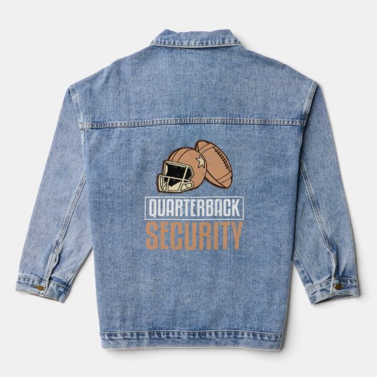 Quarterback Security Football Football Enthusias Denim Jacket (Achterkant)