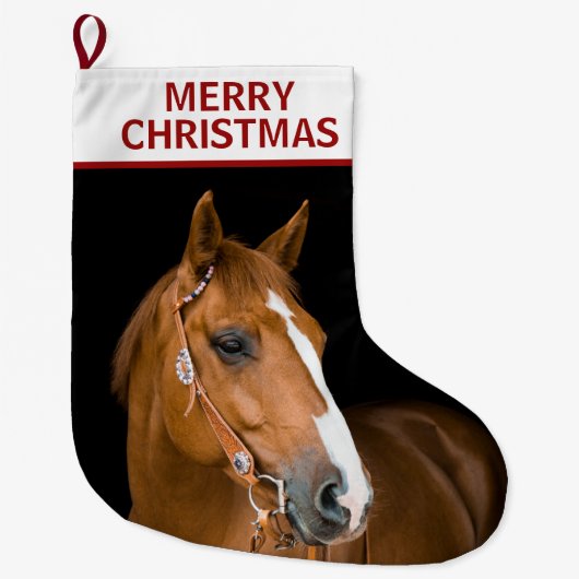 Quarterhorse Merry Kerstmis Stocking Grote Kerstsok (Voorkant)
