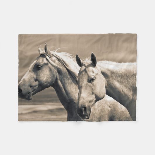 Quarterpaarden op Canadese Prairie Fleece Deken (Voorkant (Horizontaal))