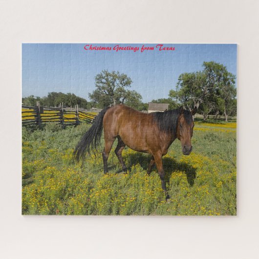 Quarterpaarden Texas.Kerstgroeten Legpuzzel (Horizontaal)