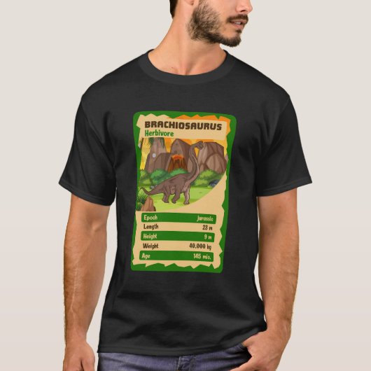 Quartet Kaart Brachiosaurus Dinosaur Fact T-shirt (Voorkant)