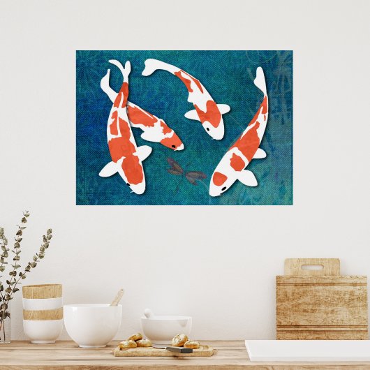 Quartet of Orange & White Kohaku Koi Poster (Keuken)
