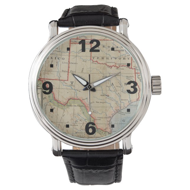 Quartz 3-Hand Grote Gezichtskaart van Texas eWatch Horloge (Voorkant)