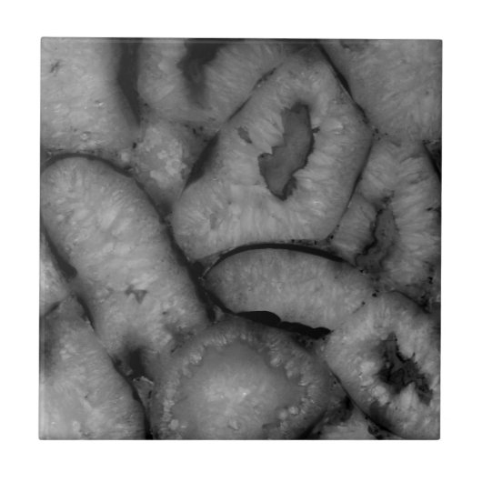 Quartz Agate Geode Black Witte edelstenen Tegeltje (Voorkant)