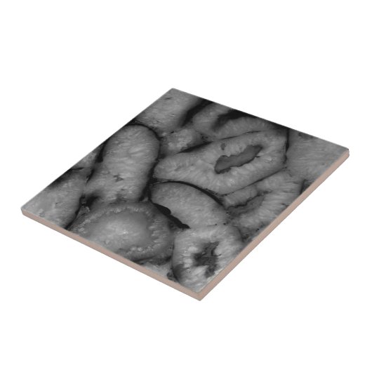 Quartz Agate Geode Black Witte edelstenen Tegeltje (Zijkant)