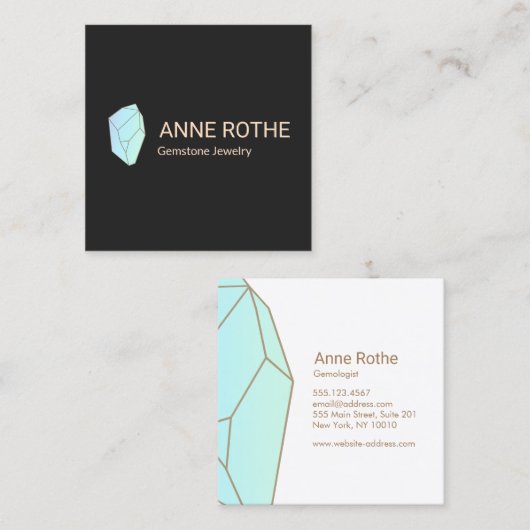 Quartz Edelsteen Crystal Healer Sieraden Designer Vierkante Visitekaartje (Voorkant / Achterkant)