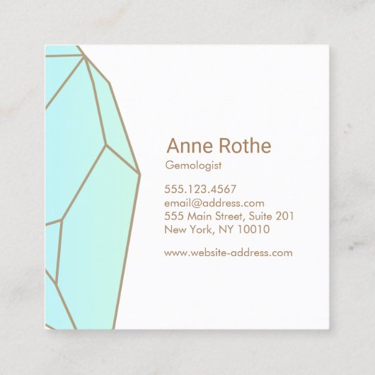 Quartz Edelsteen Crystal Healer Sieraden Designer Vierkante Visitekaartje (Achterkant)