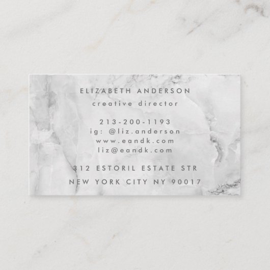 Quartz Marble Ultra Modern Big Funky Script Visitekaartje (Achterkant)