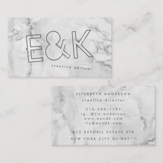 Quartz Marble Ultra Modern Big Funky Script Visitekaartje (Voorkant / Achterkant)