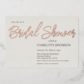 Quartz Minimalistisch Script Vrijgezellenfeest Roo Folie Uitnodiging (Voorkant)