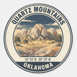 Quartz Mountains Oklahoma Vintage Wandel Badge Ronde Sticker