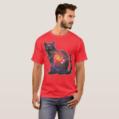 Quasar-ruimte in kat t-shirt (Voorkant volledig)
